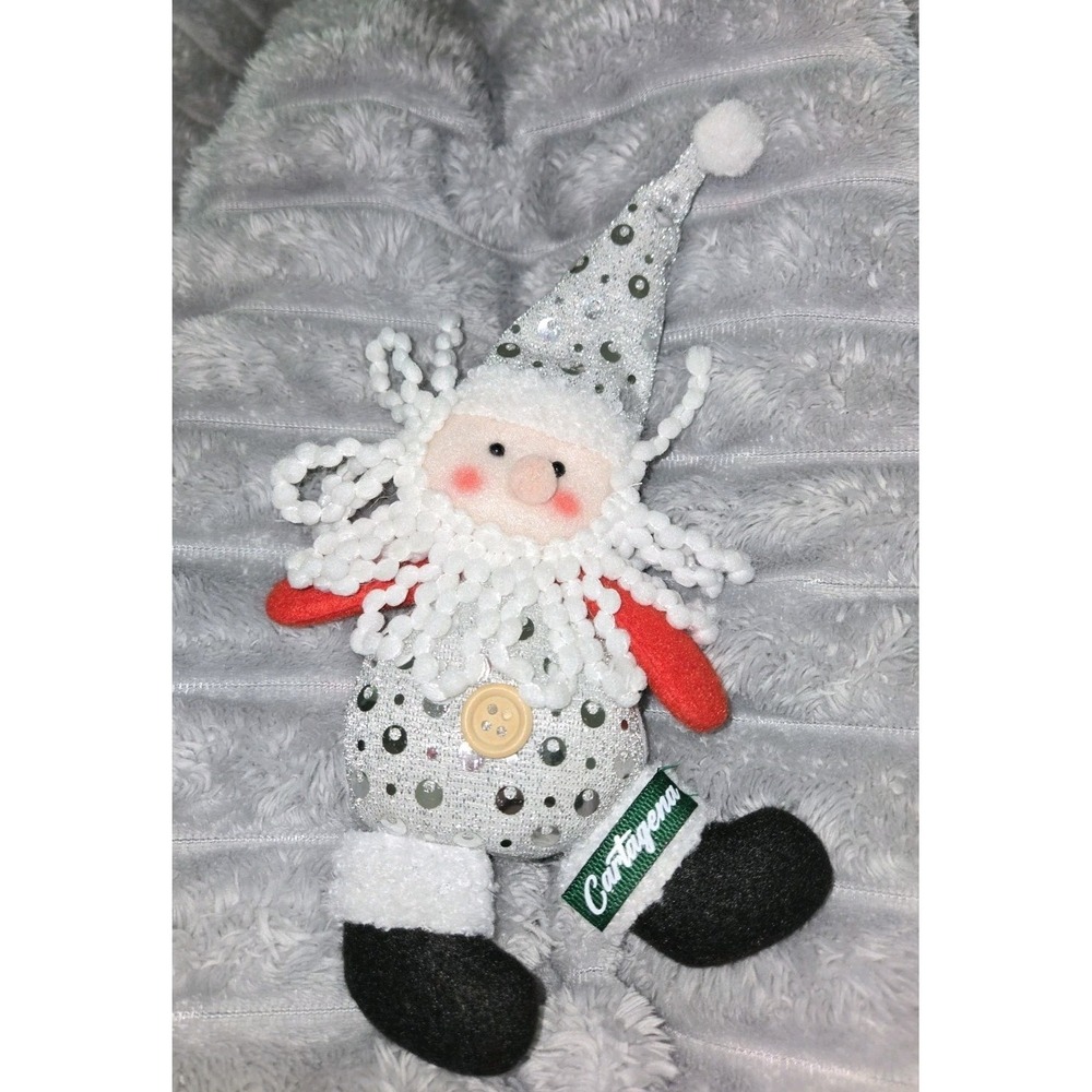 CARTAGENA, COLUMBIA Santa Claus plush figurine, silver sparkle finish‎